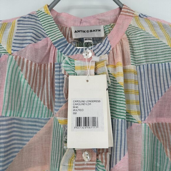 Antik Batik Caroline Long Dress size M 40 Maxi Shirt Dress Belted 100% Cotton - Picture 2 of 13